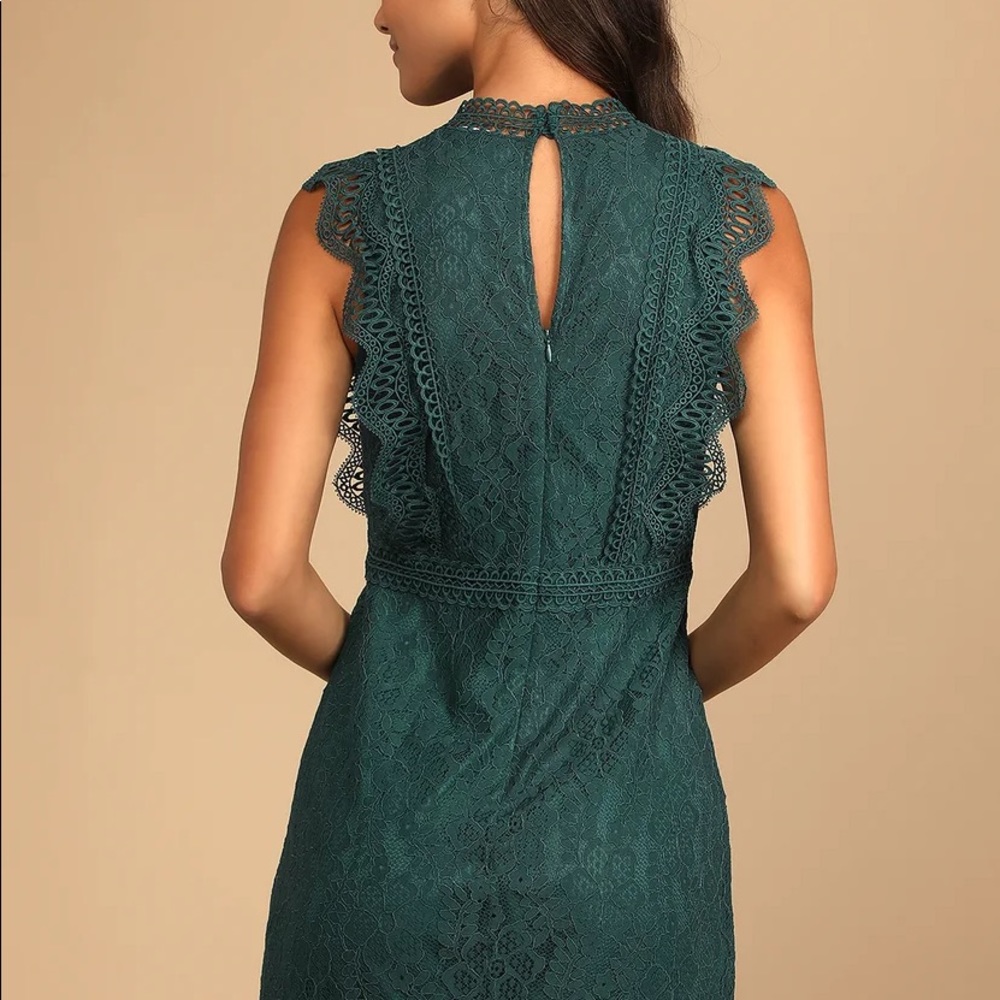 Lulus My Sweetheart Dark Teal Green Lace Mini Dress